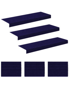 Tappeti per scale 15 pz 65 x 21 x 4 cm Blu Poliestere 2