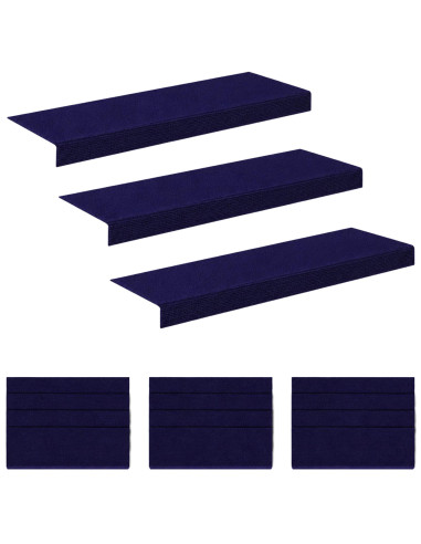 Tappeti per scale 15 pz 65 x 21 x 4 cm Blu Poliestere