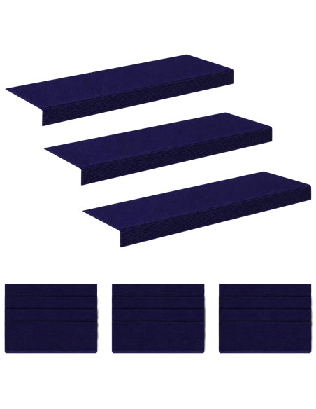 Tappeti per scale 15 pz 65 x 21 x 4 cm Blu Poliestere