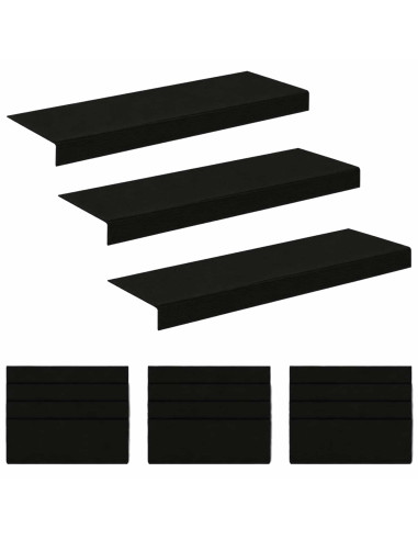 Tappeti per scale 15 pz 65 x 21 x 4 cm Nero Poliestere