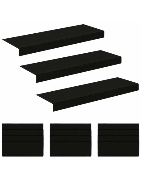 Tappeti per scale 15 pz 65 x 21 x 4 cm Nero Poliestere