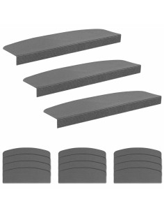 Tappeti per scale 15 pz 65 x 21 x 4 cm Grigio Chiaro Poliestere 2
