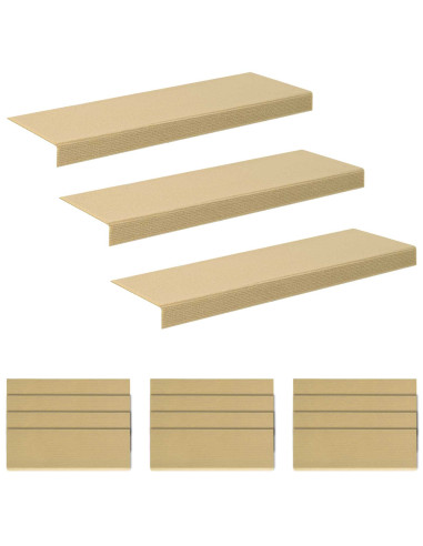 Tappeti per scale 15 pz 65 x 21 x 4 cm Beige Poliestere