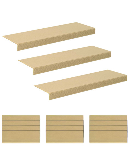 Tappeti per scale 15 pz 65 x 21 x 4 cm Beige Poliestere