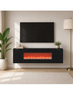 Caminetto elettrico Rovere Nero 155 x 30 x 44 cm