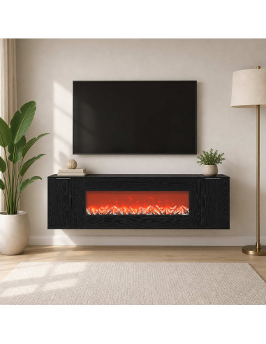 Caminetto elettrico Rovere Nero 155 x 30 x 44 cm