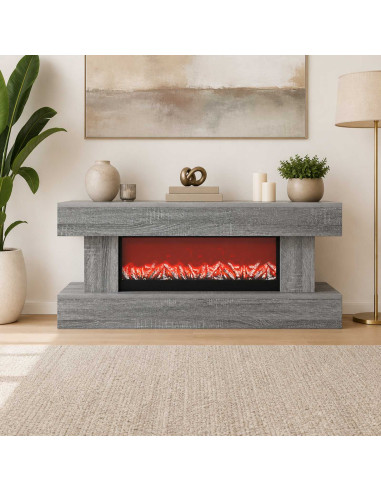 Caminetto elettrico Sonoma grigio 100 x 30 x 44 cm