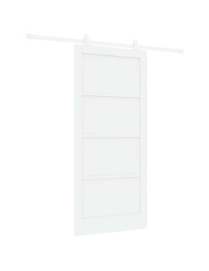 Porta scorrevole 93 x 202 cm Legno ingegnerizzato Bianco 2