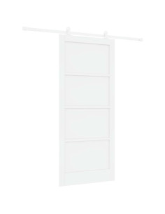 Porta scorrevole 93 x 211 cm Legno ingegnerizzato Bianco 2