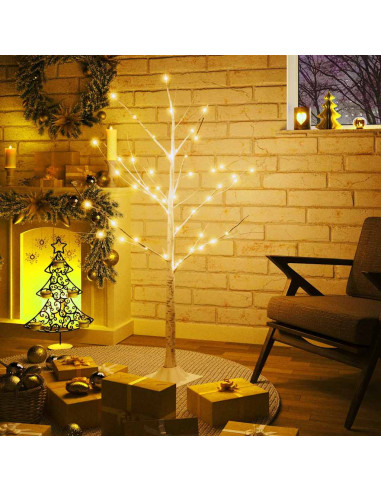 Betulla con LED Bianco Caldo 48 LED 120 cm