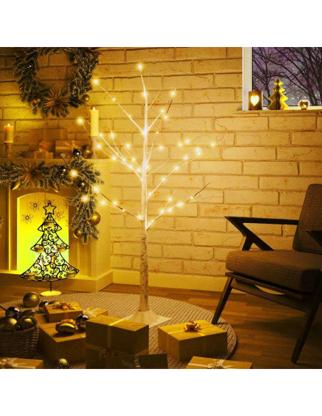 Betulla con LED Bianco Caldo 48 LED 120 cm