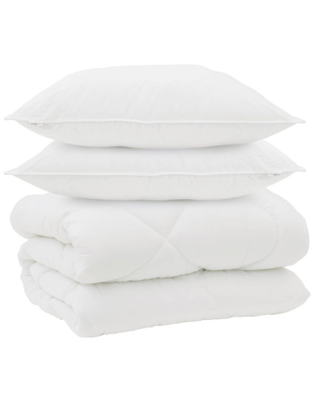 Duvet Invernale con cuscino 3 pz Bianco Microfibra
