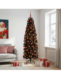 Albero di Natale Artificiale Slim con Palline 240 cm 300 LED