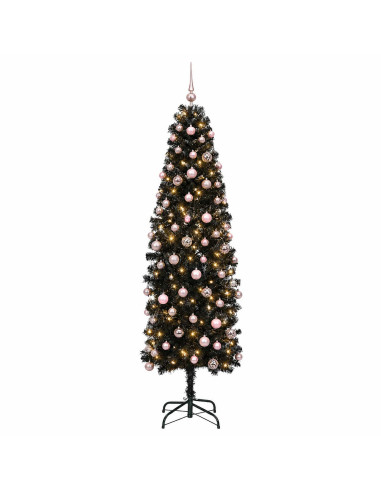 Albero di Natale Artificiale Slim con Palline 240 cm 300 LED