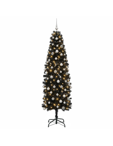 Albero di Natale Artificiale Slim con Palline 240 cm 300 LED