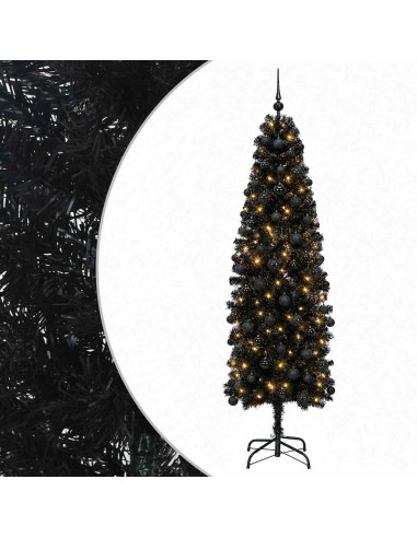 Albero di Natale Artificiale Slim con Palline 240 cm 300 LED
