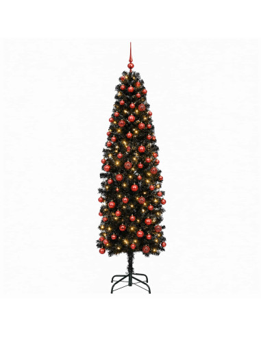 Albero di Natale Artificiale Slim con Palline 240 cm 300 LED