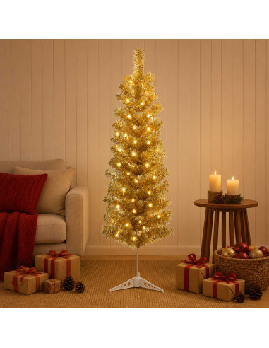 Albero di Natale Artificiale Sottile 150 cm 150 LED