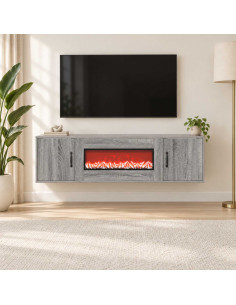 Caminetto elettrico Sonoma grigio 140,5 x 30 x 39 cm