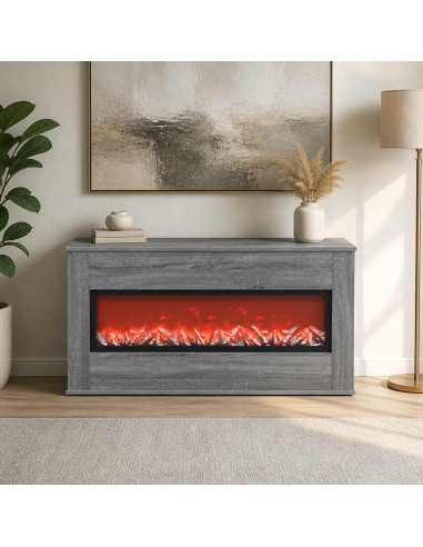 Caminetto elettrico Sonoma grigio 114 x 18 x 58,5 cm