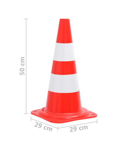 Set Coni Segnaletici Stradali Riflettenti 4pz Rosso Bianco 50cm