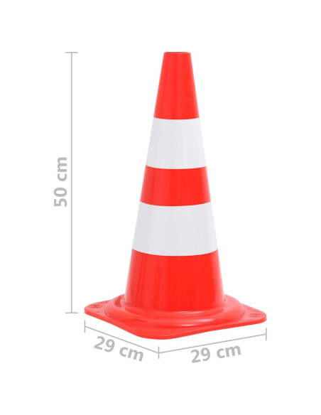 Set Coni Segnaletici Stradali Riflettenti 4pz Rosso Bianco 50cm
