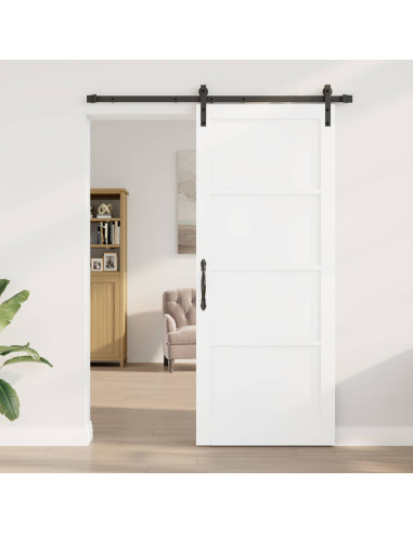 Porta scorrevole 86 x 211 cm Legno ingegnerizzato Bianco e Nero