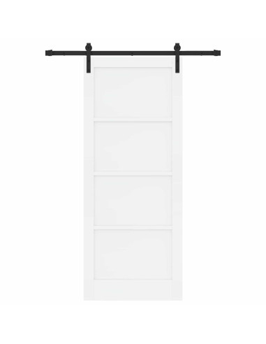 Porta scorrevole 86 x 211 cm Legno ingegnerizzato Bianco e Nero