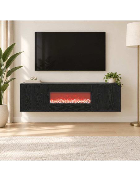 Caminetto elettrico Rovere Nero 140,5 x 30 x 39 cm