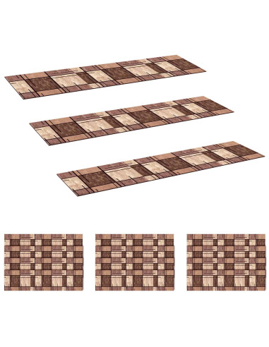 Tappeti per scale 15 pz 76 x 20 cm Marrone Poliestere