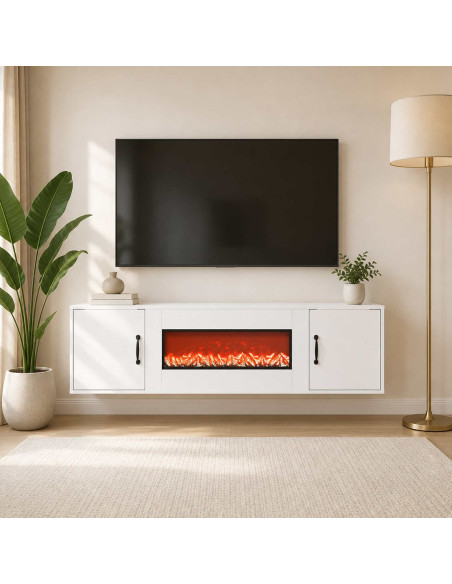Caminetto elettrico Bianco 140,5 x 30 x 39 cm