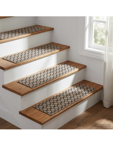 Tappeti per scale 15 pz 76 x 20 cm Motivo in rete grigia