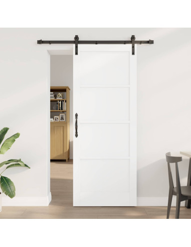 Porta scorrevole 83 x 211 cm Legno ingegnerizzato Bianco e Nero