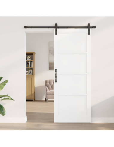 Porta scorrevole 83 x 211 cm Legno ingegnerizzato Bianco e Nero