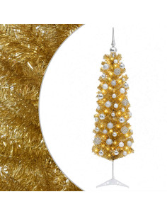 Albero di Natale Slim artificiale con palline 150 cm 150 LED 2