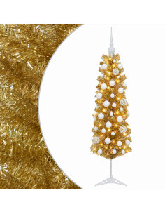 Albero di Natale Slim artificiale con palline 150 cm 150 LED 2