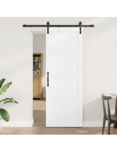 Porta scorrevole 78 x 211 cm Legno ingegnerizzato Bianco e Nero