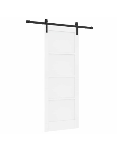 Porta scorrevole 78 x 202 cm Legno ingegnerizzato Bianco e Nero