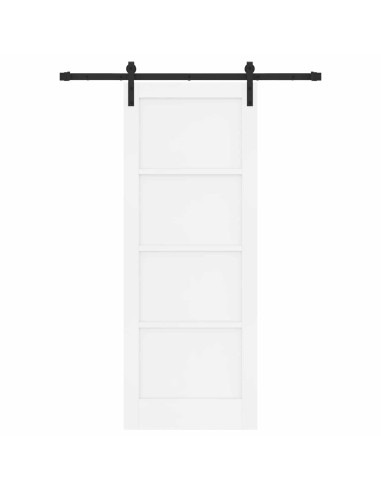 Porta scorrevole 78 x 202 cm Legno ingegnerizzato Bianco e Nero