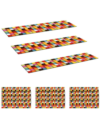 Tappeti per scale 15 pz 76 x 20 cm Motivo a blocchi colorati