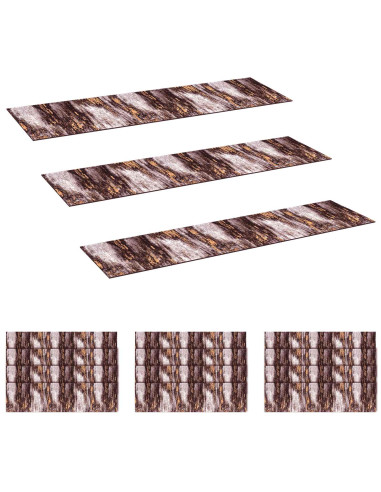 Tappeti per scale 15 pz 76 x 20 cm Nero e Oro Poliestere