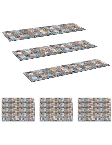 Tappeti per scale 15 pz 76 x 20 cm Blu Poliestere Rettangolare