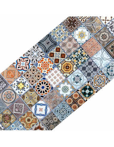 Tappeti per scale 15 pz 76 x 20 cm Blu Poliestere Rettangolare