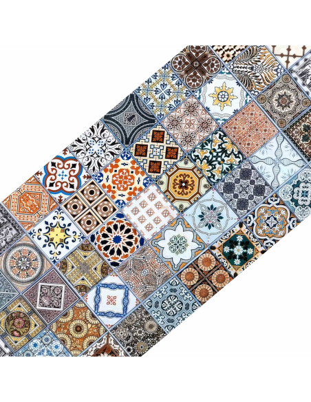 Tappeti per scale 15 pz 76 x 20 cm Blu Poliestere Rettangolare