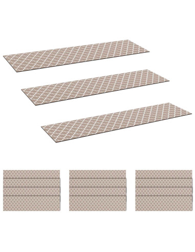 Tappeti per scale 15 pz 76 x 20 cm Grigio e Bianco Poliestere