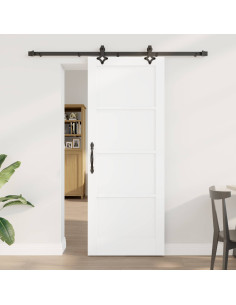 Porta scorrevole 78 x 202 cm Legno ingegnerizzato Bianco e Nero