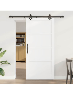 Porta scorrevole 93 x 202 cm Legno ingegnerizzato Bianco e Nero