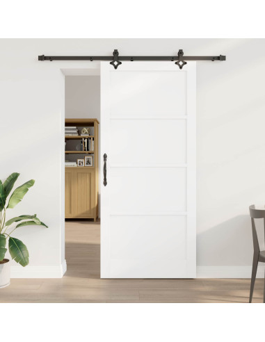 Porta scorrevole 93 x 211 cm Legno ingegnerizzato Bianco e Nero