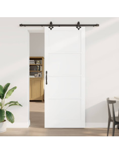 Porta scorrevole 93 x 232 cm Legno ingegnerizzato Bianco e Nero