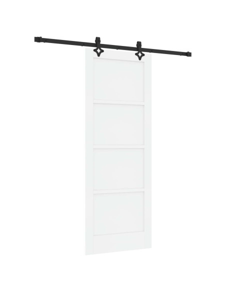 Porta scorrevole 78 x 202 cm Legno ingegnerizzato Bianco e Nero